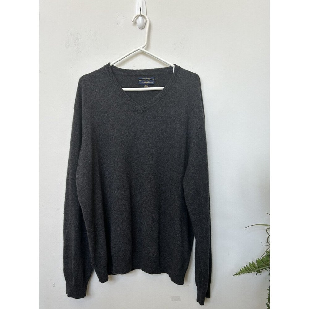 Club Room Luxury 100% Cashmere Men’s V-Neck Gray Sweater Size XXL